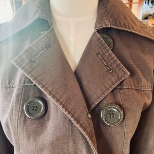 Tulle Double Breasted Cotton Jacket Woman Size M Brown